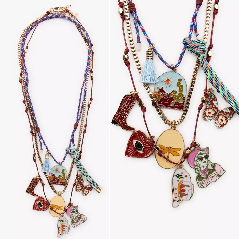 ZARA 3 Pack Cord Chain Medallion Necklaces